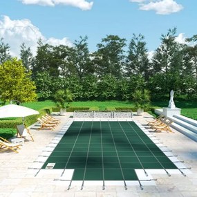 VEVOR Pool Safety Cover Fits 20x40ft Rectangle Inground Pools, Safety Pool Cover with 4x10ft Center End Step, Mesh Solid Pool Cover with Drainage Holes for Swimming Pool, Winter Safety Cover, Green