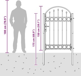 vidaXL Πύλη Φράχτη ASSEN 100 x 150 cm Γκρι Κλειδώσιμο