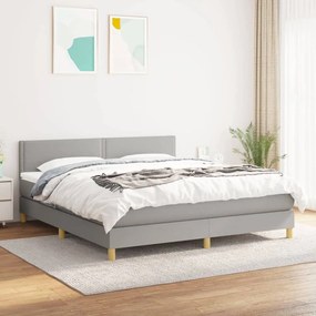 Κρεβάτι Boxspring με Στρώμα Ανοιχτό Γκρι 180x200 εκ. Υφασμάτινο - Γκρι