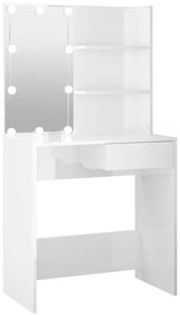 vidaXL Μπουντουάρ με LED Γυαλιστερό Λευκό 74,5 x 40 x 141 εκ.