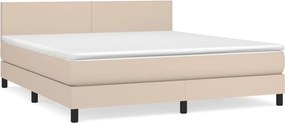 vidaXL Κρεβάτι Boxspring με Στρώμα Καπουτσίνο 180x200 εκ. Συνθ. Δέρμα
