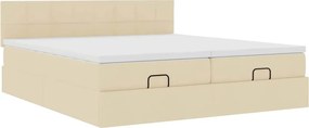 vidaXL Οθωμανικό Κρεβάτι με Στρώματα Κρέμα 200x200cm Ύφασμα
