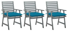 vidaXL Καρέκλες Εξ Χώρου με Μαξιλάρια 3 τεμ. από Μασίφ Ξύλο Ακακίας