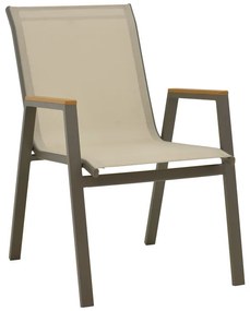 Πολυθρόνα Azelie pakoworld στοιβαζόμενη σαμπανιζέ αλουμίνιο και textilene σε ανοιχτή γκρι απόχρωση 56x75x88εκ