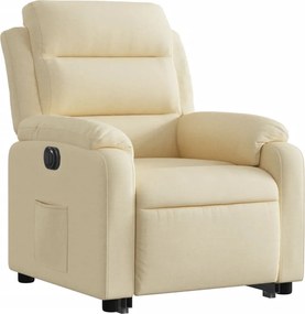 vidaXL Πολυθρόνα Ηλεκ. Ανακλινόμενη με Ανύψωση Κρεμ Υφασμάτινη