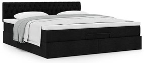 vidaXL Οθωμανικό κρεβάτι με στρώμα Μαύρο 180x200cm Ύφασμα