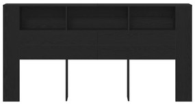 vidaXL Κεφαλάρι Ντουλάπα Μαύρη Δρυς 200x18,5x104,5 εκ.