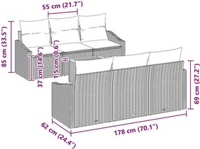 vidaXL Σετ Καναπέ Κήπου 7 τμχ. Μαύρο συνθετικό ρατάν
