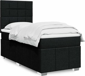 vidaXL Κρεβάτι Boxspring με Στρώμα Μαύρο 90x190 εκ.Υφασμάτινο