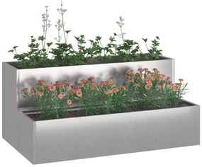 vidaXL Γλάστρα Κήπου Δύο Επιπέδων 100x60x45 εκ Ανοξείδωτο Ατσάλι