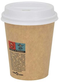 vidaXL Χάρτινα καπάκια καφέ Ø80 mm 8oz 1000 τεμάχια Λευκό πλαστικό