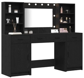 vidaXL Σετ Τραπεζιού Μακιγιάζ 3 pcs Μαύρη δρυς 78.5 x 41 x 135 εκ