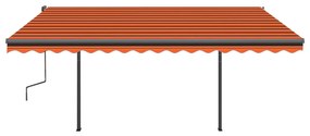 vidaXL Τέντα Συρόμενη Αυτόματη με Στύλους Πορτοκαλί / Καφέ 4 x 3 μ.