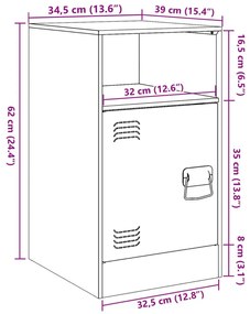 Κομοδίνο Ροζ 34,5x39x62 εκ. από Χάλυβα - Ροζ