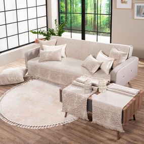 Ριχτάρι Philadelphia 02 Beige Teoran Τριθέσιο 180x300cm Ακρυλικό,Βαμβάκι, Polyester