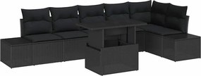 vidaXL Σετ Καναπέ Κήπου με αποθήκευση 7 pcs Μαύρο Πολυ ράταν