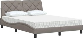 vidaXL Κρεβάτι με Στρώμα Taupe 120x200 εκ. Υφασμάτινο