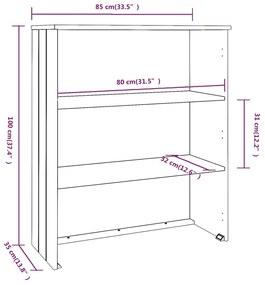 Πάνω Μέρος Ντουλαπιού HAMAR Γκρι 85x35x100 εκ. Μασίφ Πεύκο - Γκρι