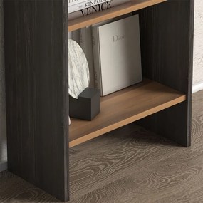 Βιβλιοθήκη μελαμίνης Flora Megapap χρώμα industrial grey - oak 52x25x158εκ.