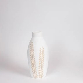 Βάζο Ξύλινο Λευκό-Natural 13x13x30εκ. ESTHETI 819-00682