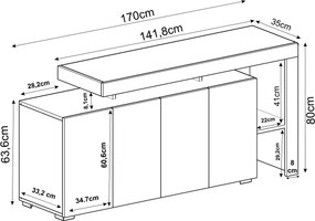 Κονσόλα Ξύλο Μαύρο CEDRU 170x35x80