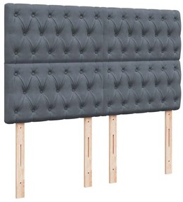 vidaXL Κρεβάτι Boxspring με Στρώμα Σκούρο Γκρι 140x200 εκ. Βελούδινο