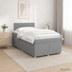 vidaXL Κρεβάτι box spring με στρώμα Ανοιχτό γκρι 120 x 200 cm Ύφασμα