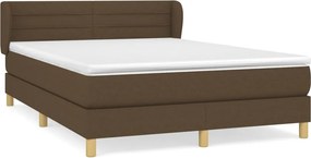 vidaXL Κρεβάτι Boxspring με Στρώμα Σκούρο Καφέ 140x200 εκ Υφασμάτινο