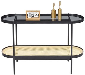 Κονσόλα Seitz HM18032 120x43x76,5cm Black-Natural Μέταλλο,Γυαλί