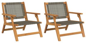 vidaXL Καρέκλες Κήπου  2 τεμ Γκρι 76x67x73.5 εκ Συμπαγές Ξύλο Ακακίας