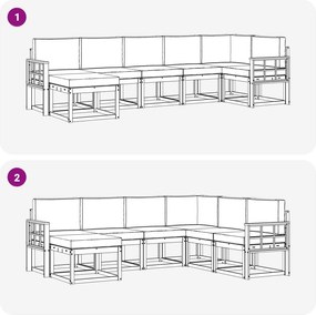 vidaXL Σειρά Καναπέ Εξωτερικού 7 pcs Λευκό και Κρεμ Πολυεστέρας