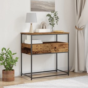 vidaXL Τραπέζι κονσόλας Παλιό Ξύλο 75x40x75 εκ. Συνθετικό Ξύλο και Χάλυβας