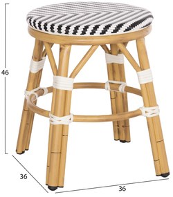 ΣΚΑΜΠΟ ΑΛΟΥΜΙΝΙΟΥ CHINO HM6285.03 BAMBOO LOOK-TEXTILENE ΛΕΥΚΟ-ΜΑΥΡΟ Φ36x46Υεκ. (1 Τεμμάχια)