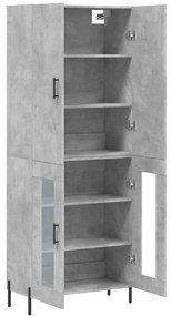vidaXL Ντουλάπι Γκρι Σκυροδέματος 69,5x34x180 εκ. Επεξεργασμένο Ξύλο