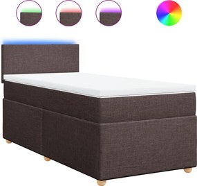 vidaXL Κρεβάτι Boxspring με Στρώμα Σκούρο Καφέ 100x200 εκ. Υφασμάτινο