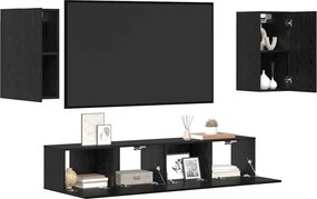 vidaXL Σετ επίπλου τηλεόρασης 4 pcs Μαύρη Οξυά Επεξεργασμένο ξύλο