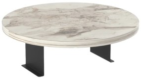 Βοηθητικό τραπεζάκι Linea pakoworld σε γκρι όψη μαρμάρου με μαύρα μεταλλικά πόδια Φ35,5x5εκ 120-000594