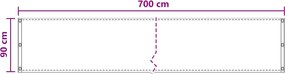 vidaXL Οθόνη Μπαλκονιού Ορθογώνιος 90 x 700 cm HDPE και Αλουμίνιο