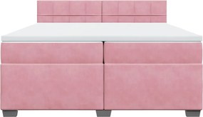 vidaXL Κρεβάτι Boxspring με Στρώμα Ροζ 200x200 εκ. Βελούδινο