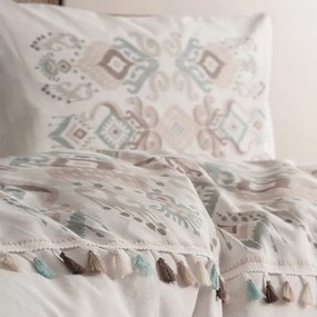 Σετ παπλωματοθήκη Asilo Cotton Box 4 τμχ Διπλή (200x220) χρώμα καφέ - λευκό