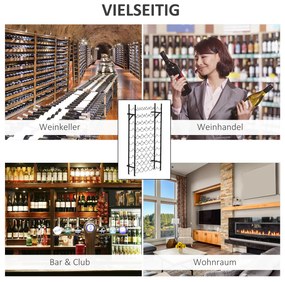 HOMCOM Ράφι κρασιού Στάντ μπουκαλιών 60 μπουκαλιών Επιτοίχιο Μεταλλικό Μαύρο