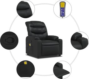 vidaXL Πολυθρόνα Μασάζ Ανακλινόμενη Μαύρη από Συνθετικό Δέρμα