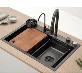 Tema Multi Lux 8045 Nero (80x45) - Πολυλειτουργικος Νεροχύτης Κουζινας Inox PVD (Copy)