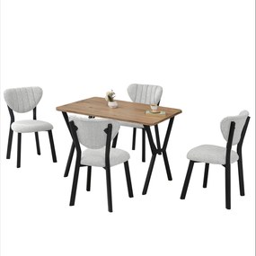 Extendable Dining Table &amp; Chairs Set (5 Pieces) Elma - Cream, Walnut Cream
Walnut