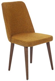 Artekko Milano Καρέκλα με Ξύλινο Καφέ Σκελετό και Κροκί/Κίτρινο Μπουκλέ Ύφασμα (48x60x90)cm