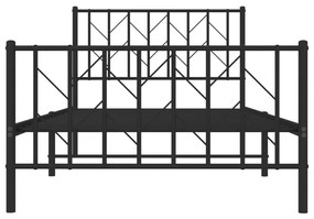 Πλαίσιο Κρεβατιού με Κεφαλάρι&amp;Ποδαρικό Μαύρο 100x190εκ. Μέταλλο - Μαύρο