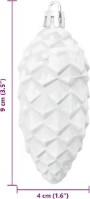 vidaXL Μπάλα από κουκουνάρι Χριστουγέννων 40 pcs Λευκό Πλαστικό