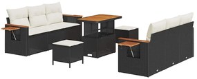 vidaXL Σετ Καναπέ Κήπου με μαξιλάρι 9 pcs Μαύρο Πολυ ράταν