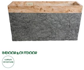 GloboStar® Artificial Garden TOSCANE 20749 Επιδαπέδιο Πολυεστερικό Τσιμεντένιο Κασπώ Γλάστρα - Flower Pot Γκρι με Καφέ Μ110 x Π30 x Υ61cm