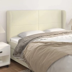 vidaXL Κεφαλάρι με Πτερύγια Κρεμ 203x23x118/128 εκ. Συνθετικό Δέρμα
